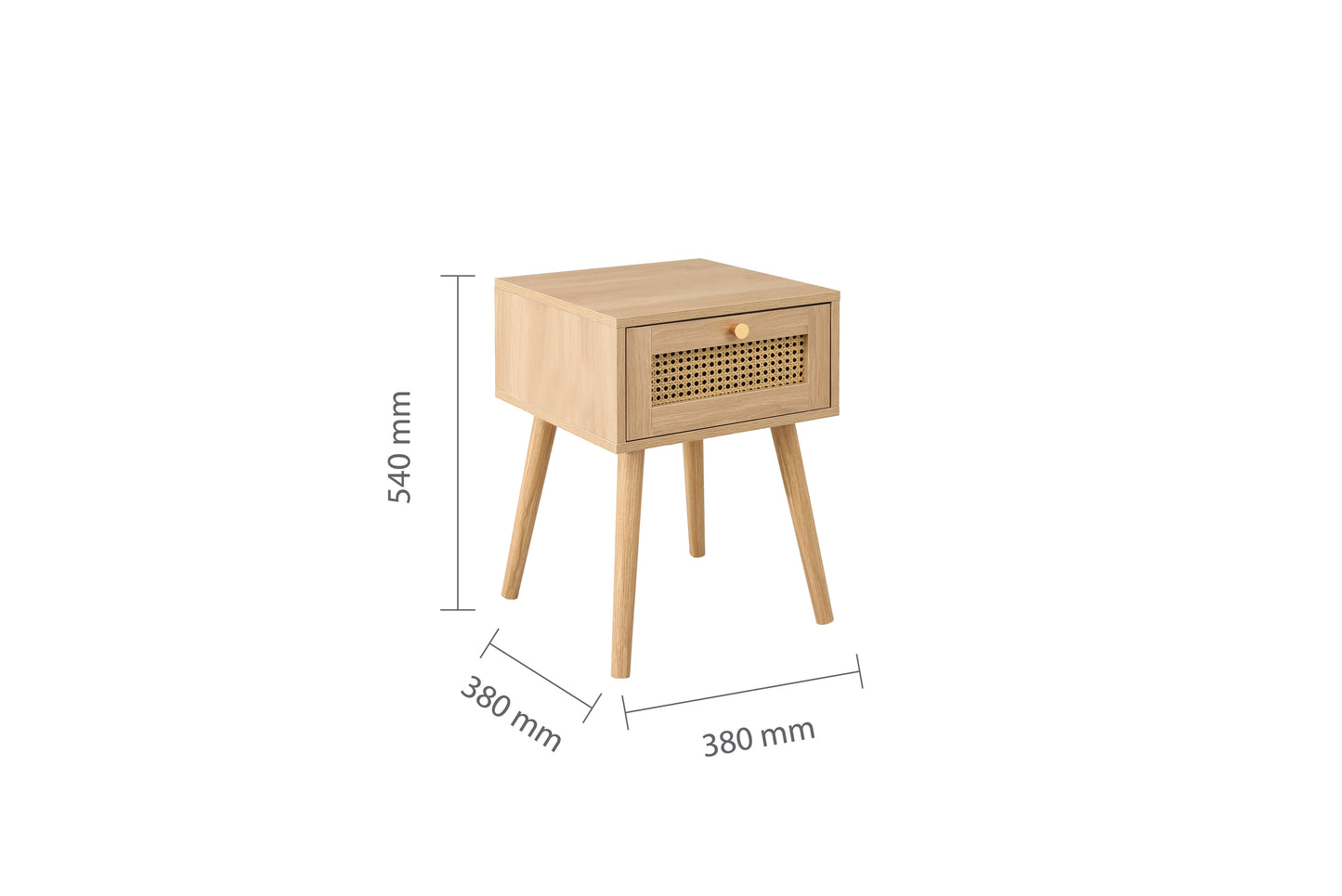 Croxley 1 Drawer Rattan Bedside in Oak