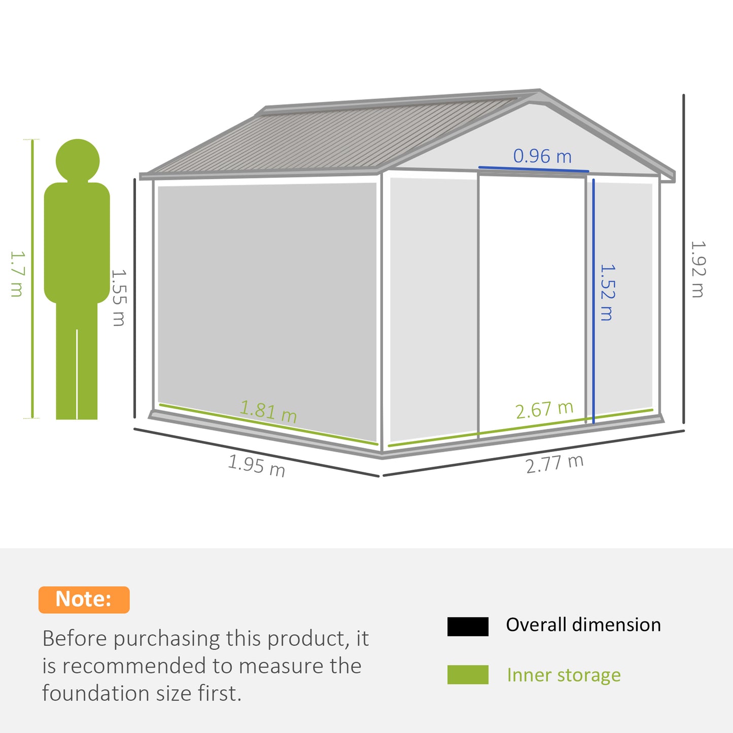 Outsunny 6ft x 9ft Garden Metal Storage Shed with Foundation, Ventilation, and Double Doors in Brown