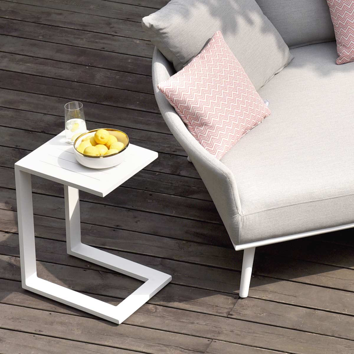 Aluminium Side Table in White