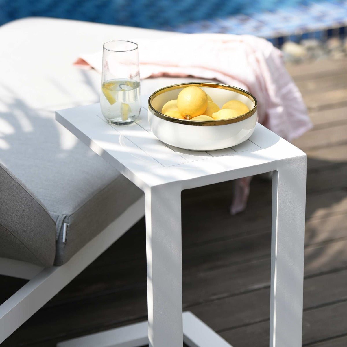 Aluminium Side Table in White