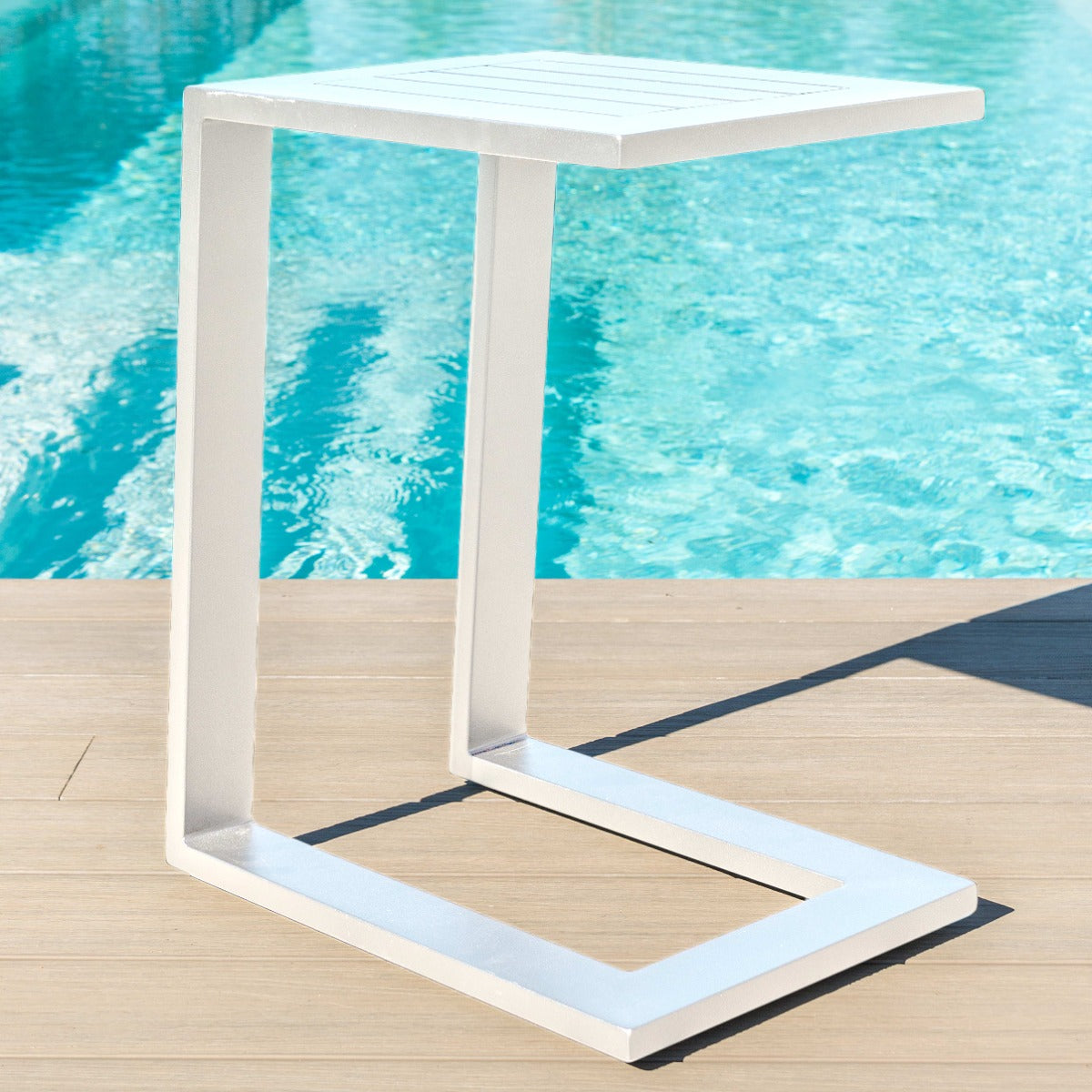 Aluminium Side Table in White