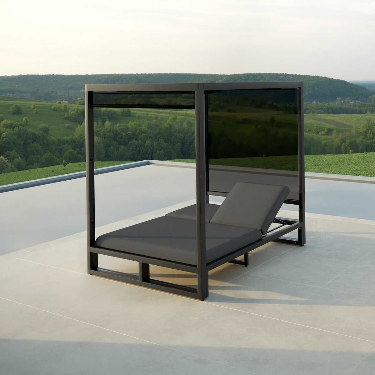 Allure Cabana Double Sunlounger in Charcoal