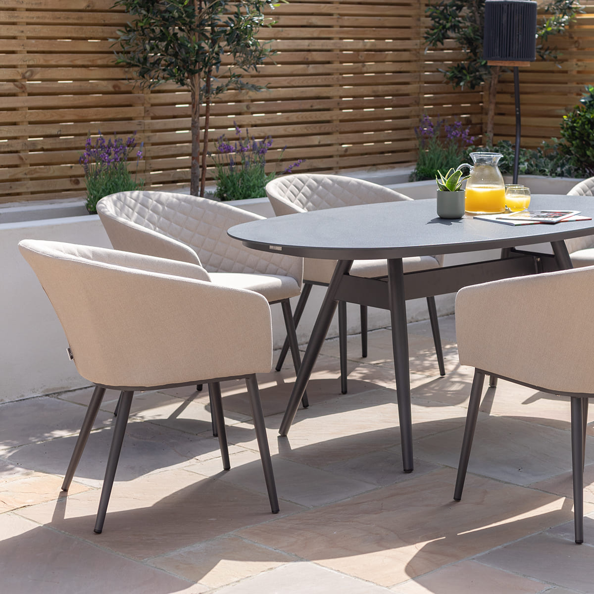 Ambition 6 Seat Oval Dining Set in Oatmeal