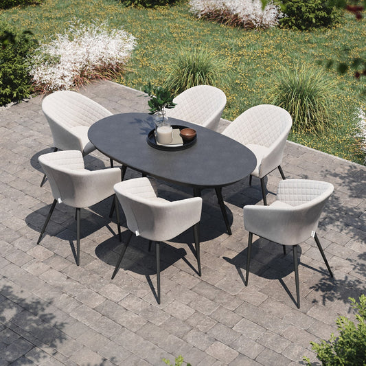 Ambition 6 Seat Oval Dining Set in Oatmeal