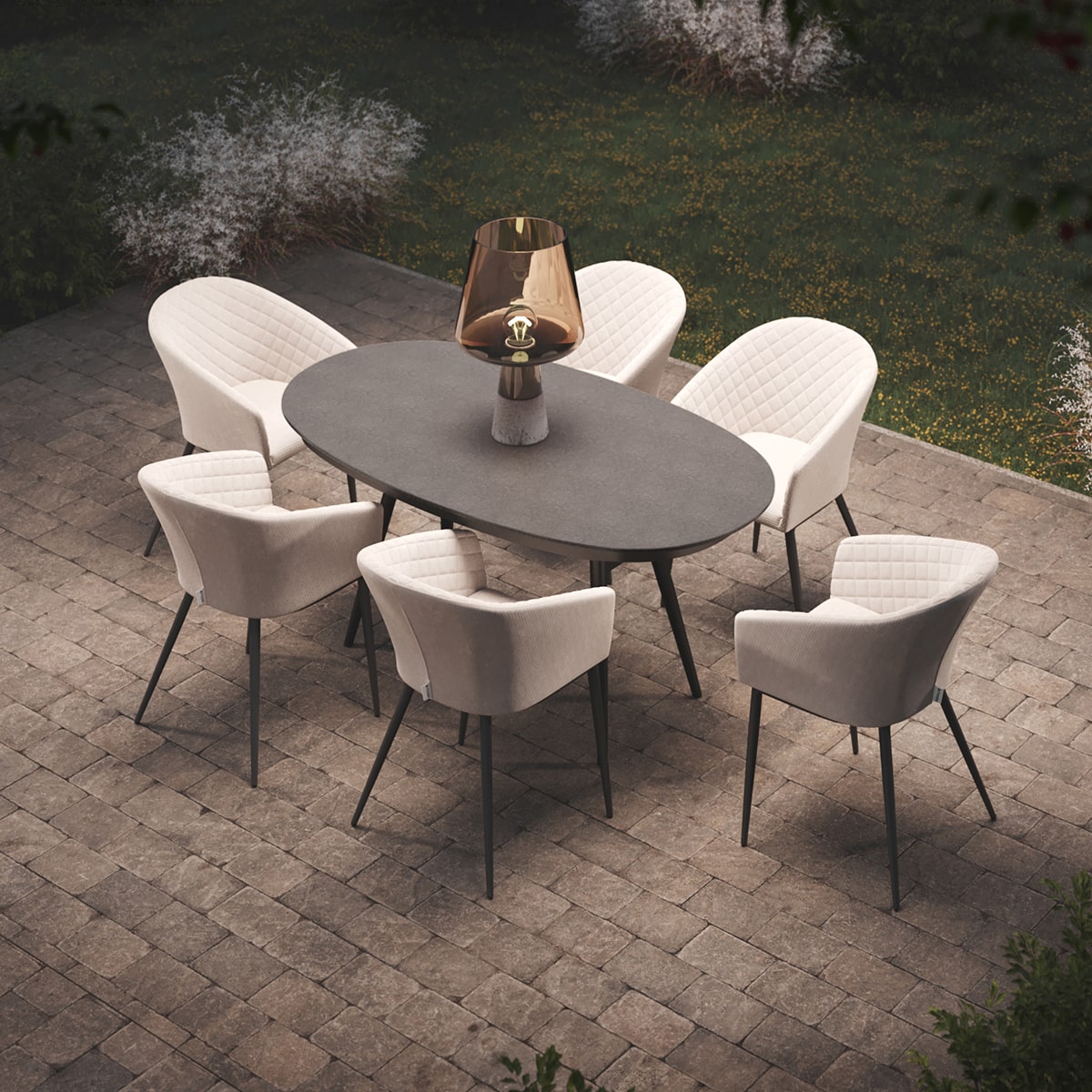 Ambition 6 Seat Oval Dining Set in Oatmeal