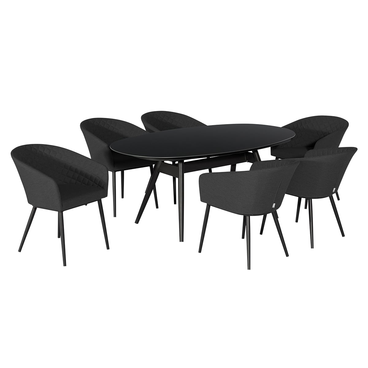 Ambition 6 Seat Oval Dining Set in Charcoal