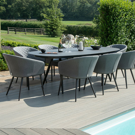 Ambition 8 Seat Oval Dining Set in Flanelle