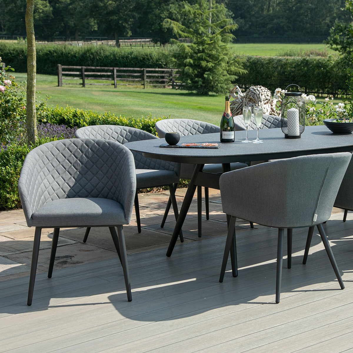 Ambition 8 Seat Oval Dining Set in Flanelle