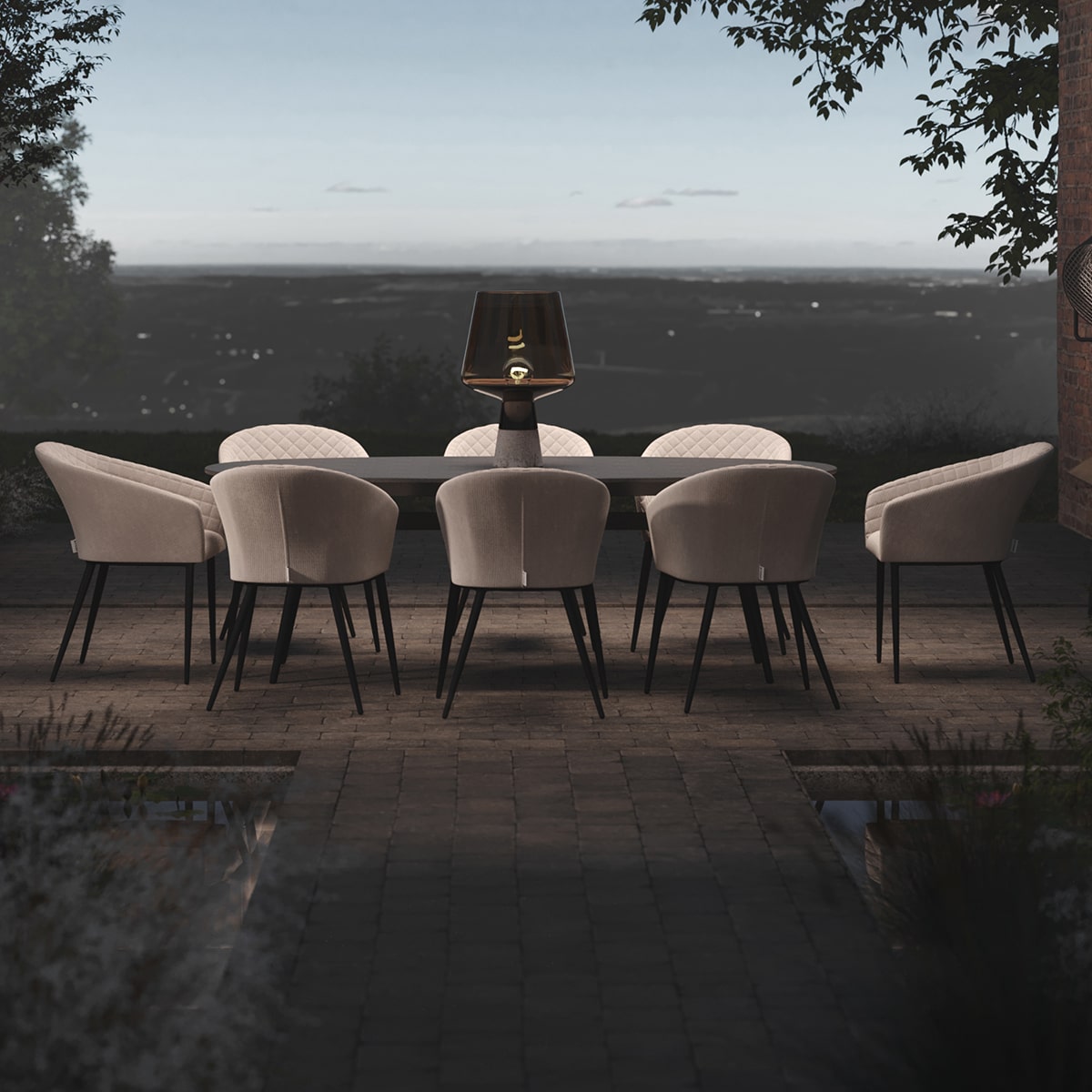 Ambition 8 Seat Oval Dining Set in Oatmeal