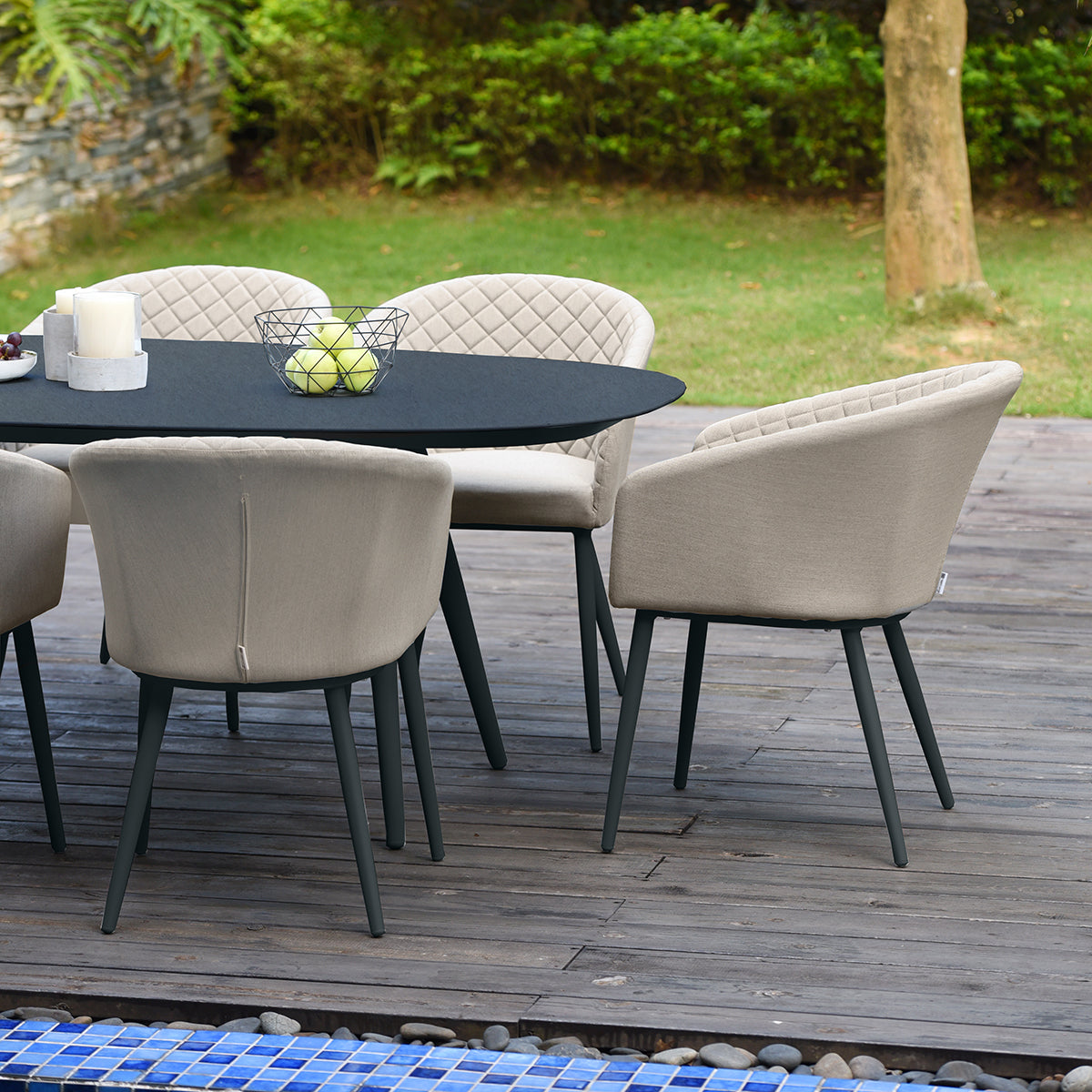 Ambition 8 Seat Oval Dining Set in Oatmeal