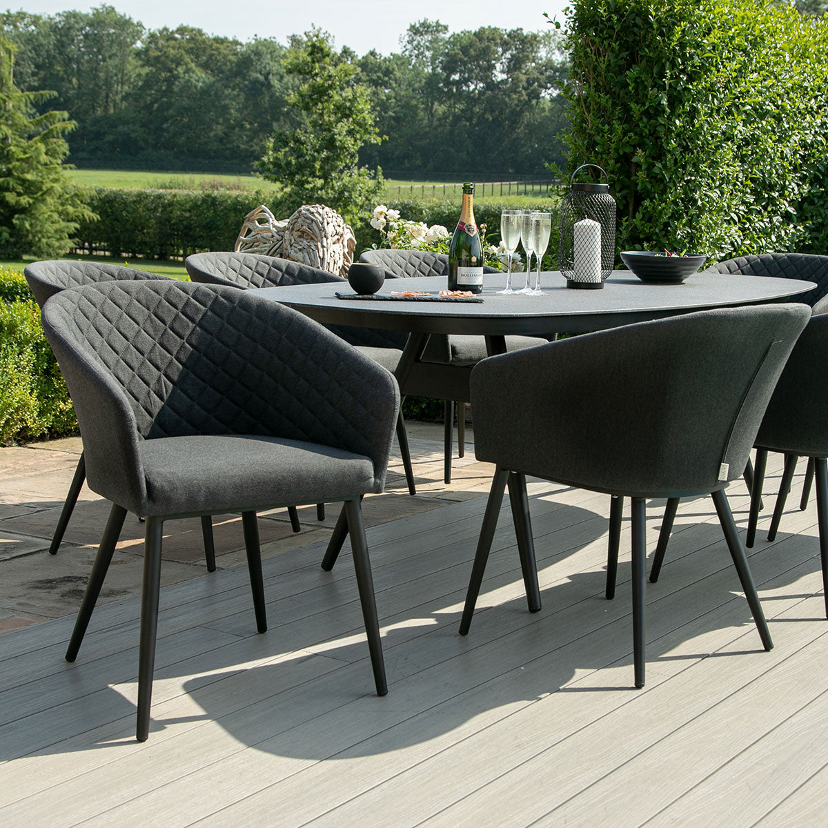 Ambition 8 Seat Oval Dining Set in Charcoal