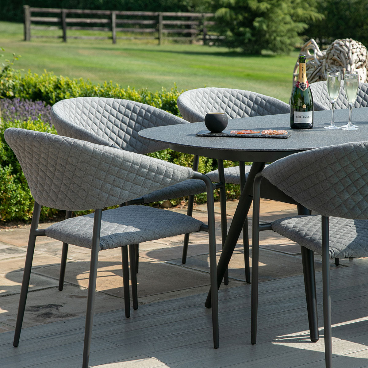 Pebble 8 Seat Oval Dining Set in Flanelle