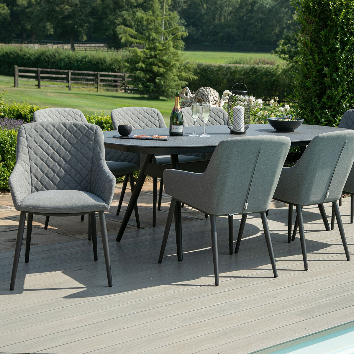 Zest 8 Seat Oval Dining Set in Flanelle