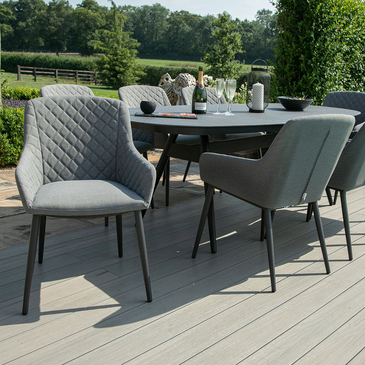 Zest 8 Seat Oval Dining Set in Flanelle