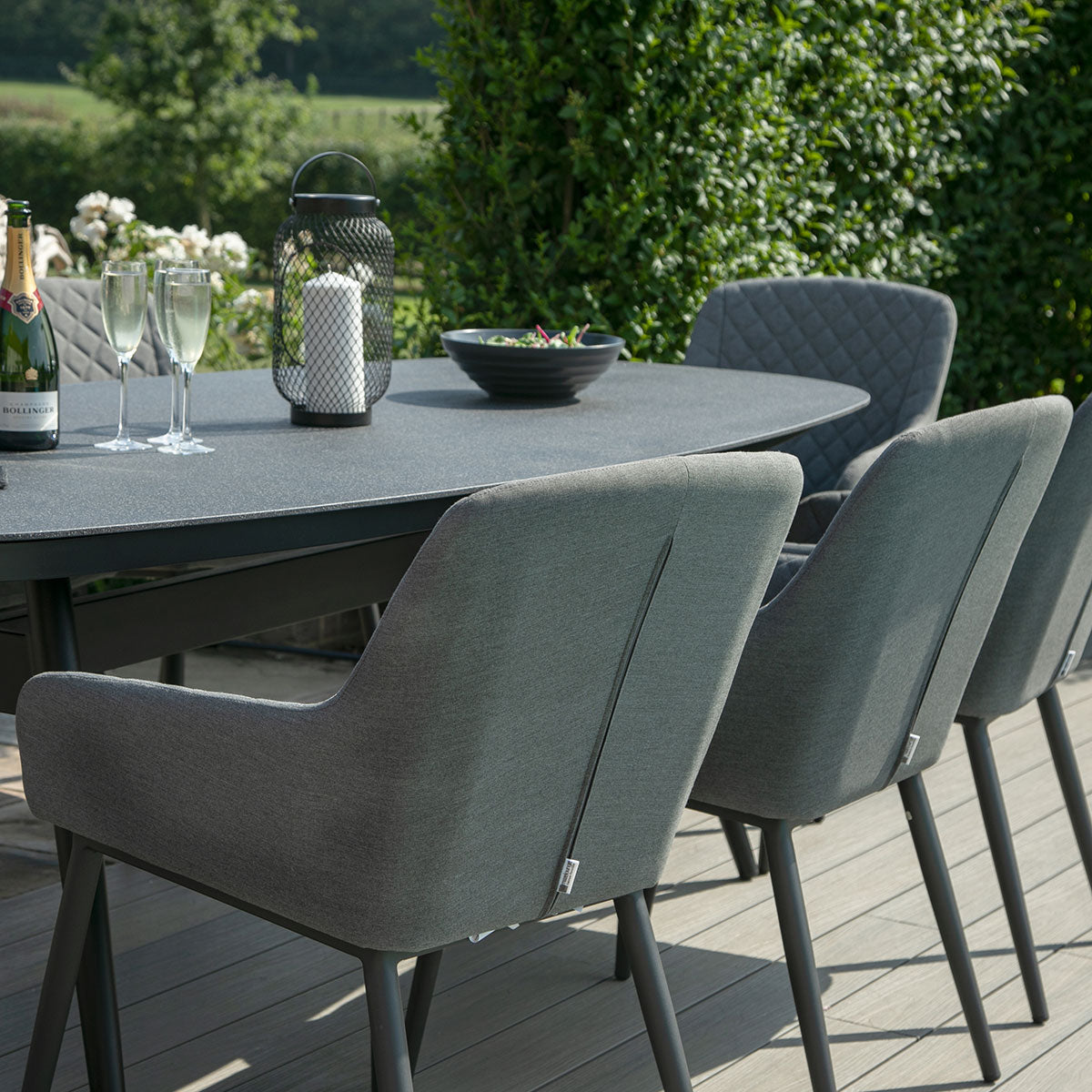 Zest 8 Seat Oval Dining Set in Flanelle