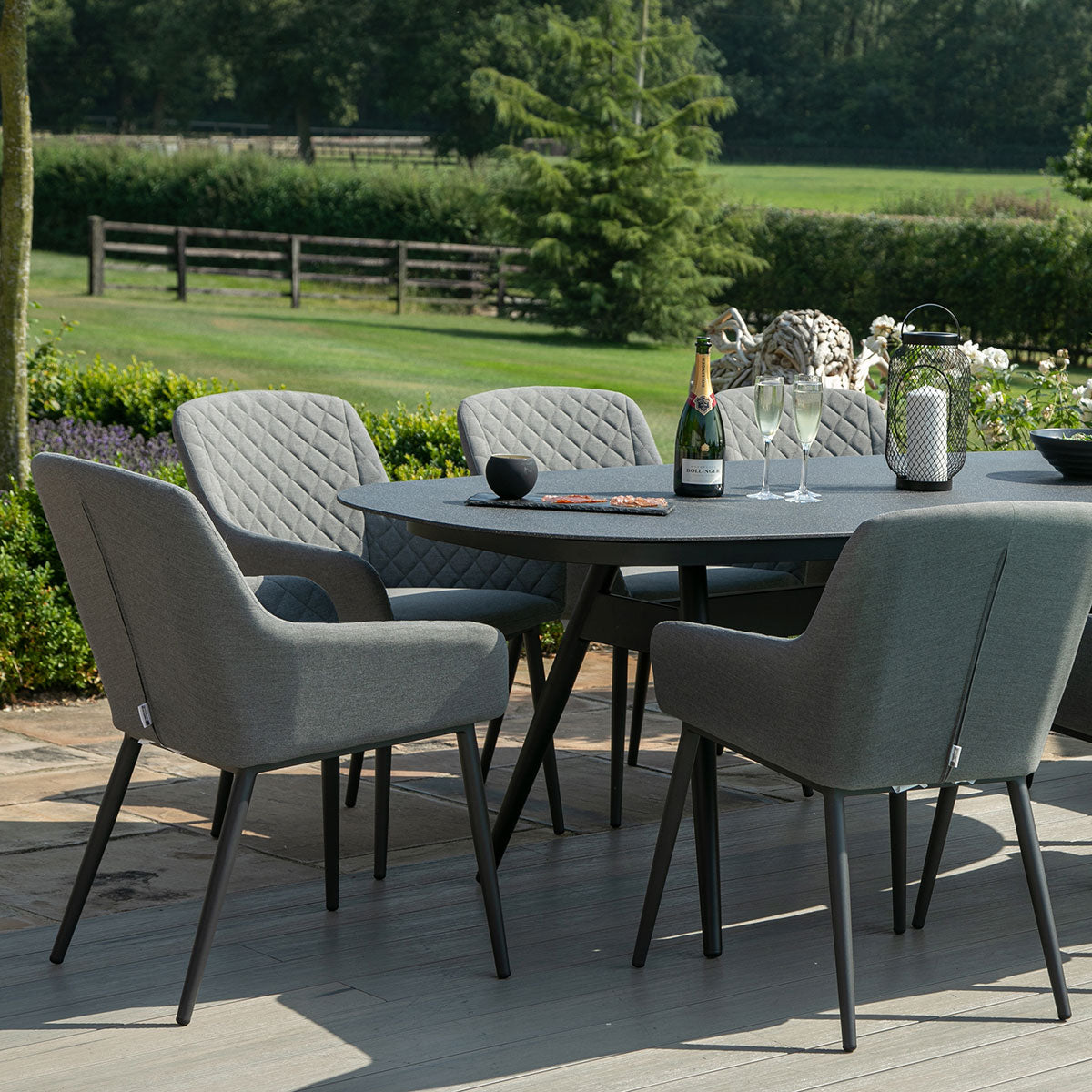 Zest 8 Seat Oval Dining Set in Flanelle