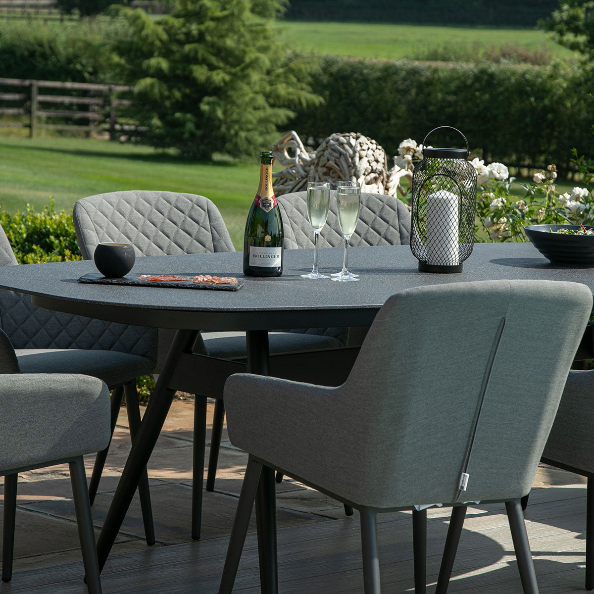 Zest 8 Seat Oval Dining Set in Flanelle