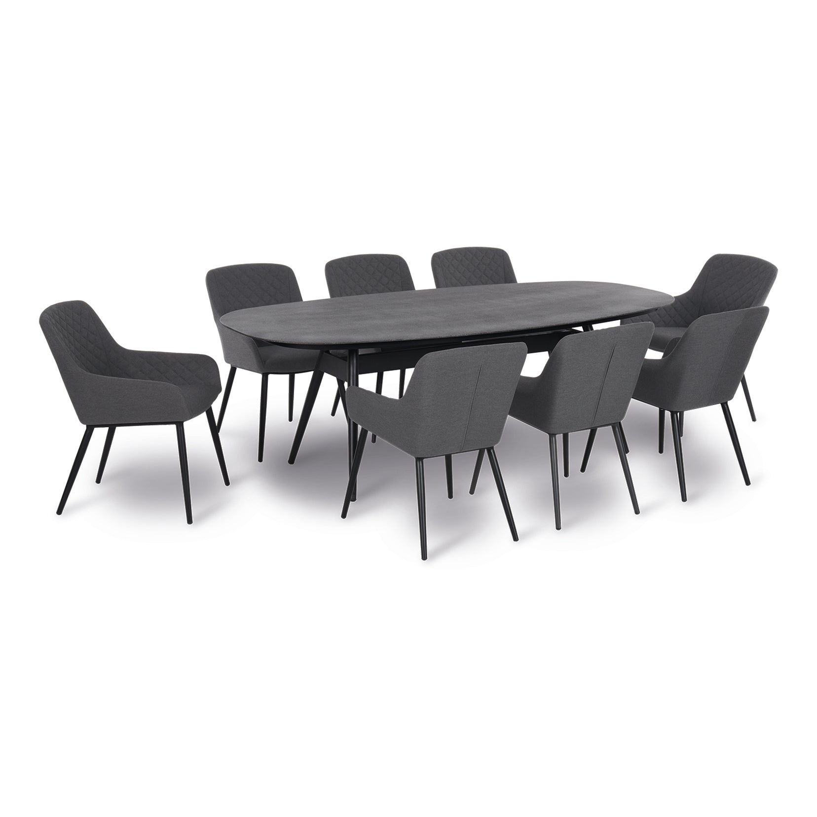 Zest 8 Seat Oval Dining Set in Flanelle