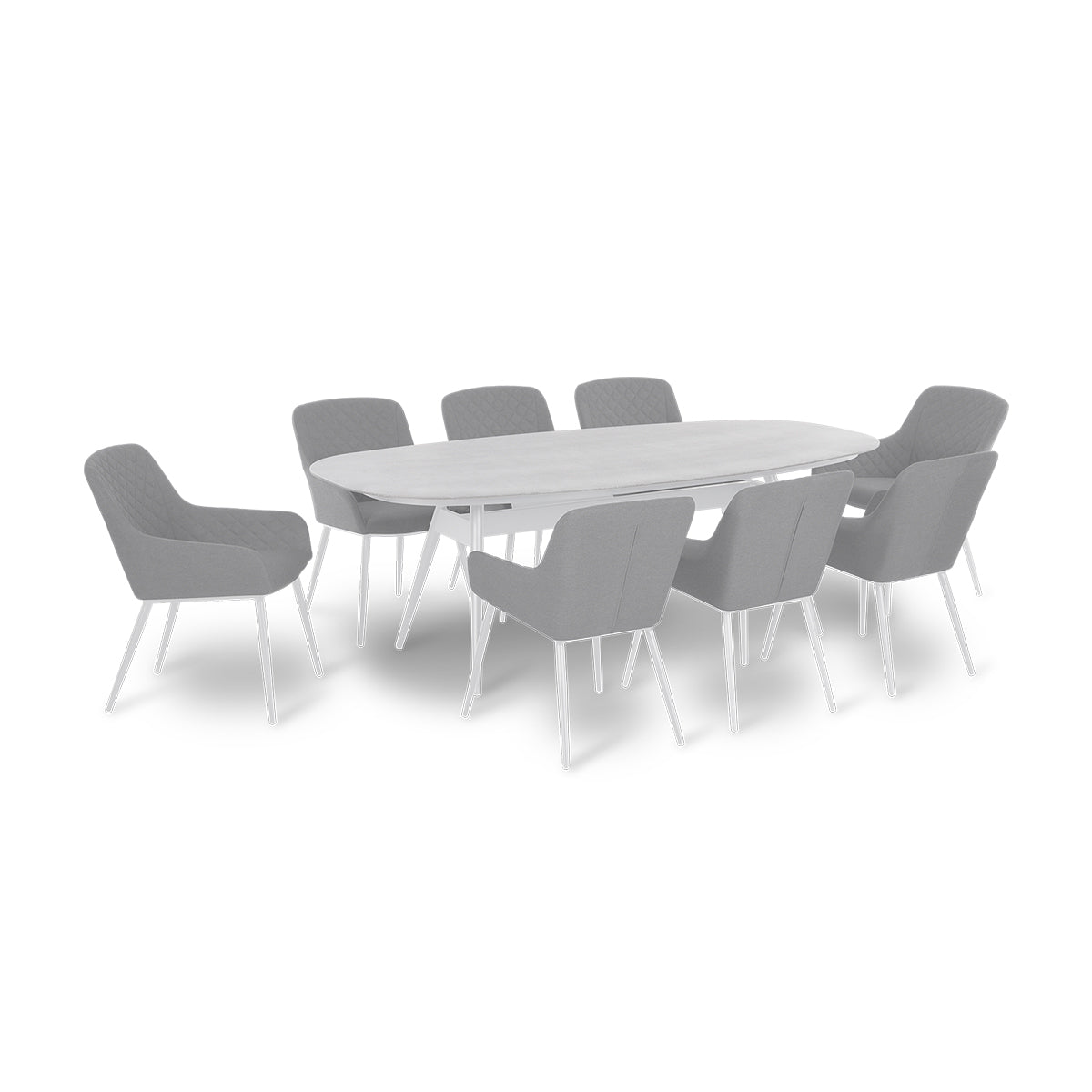 Zest 8 Seat Oval Dining Set in Lead Chine