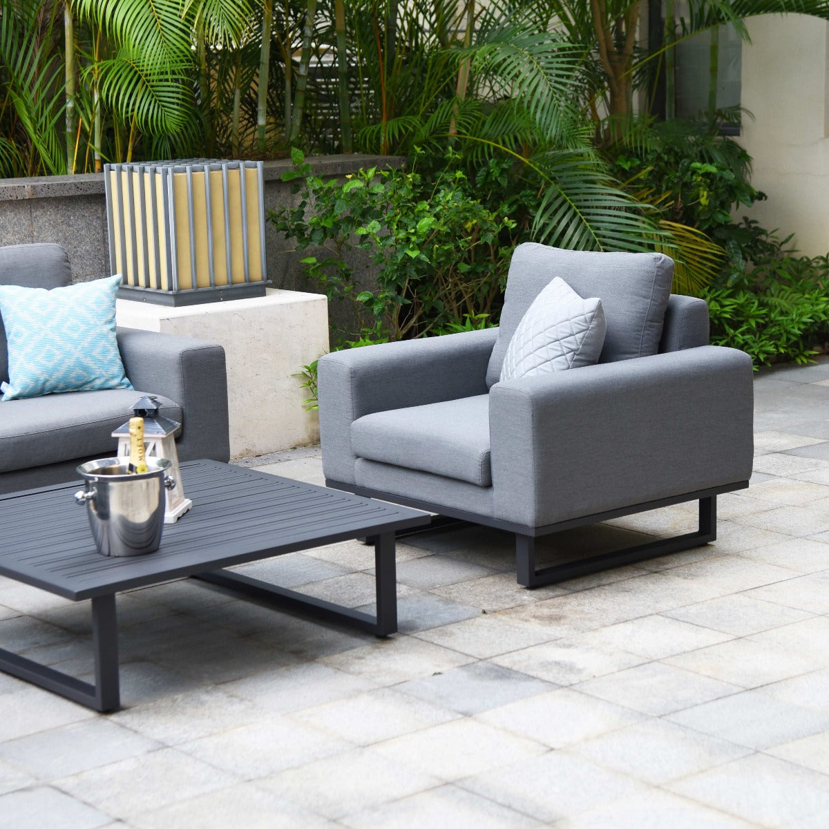 Ethos 2 Seat Sofa Set with Coffee Table in Flanelle