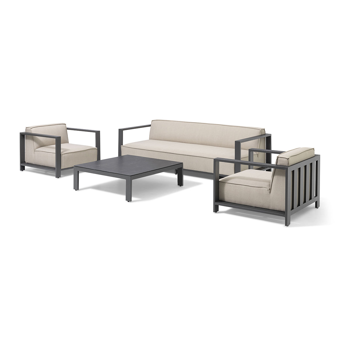 Ibiza 3 Seat Sofa Set With Square Coffee Table in Oatmeal