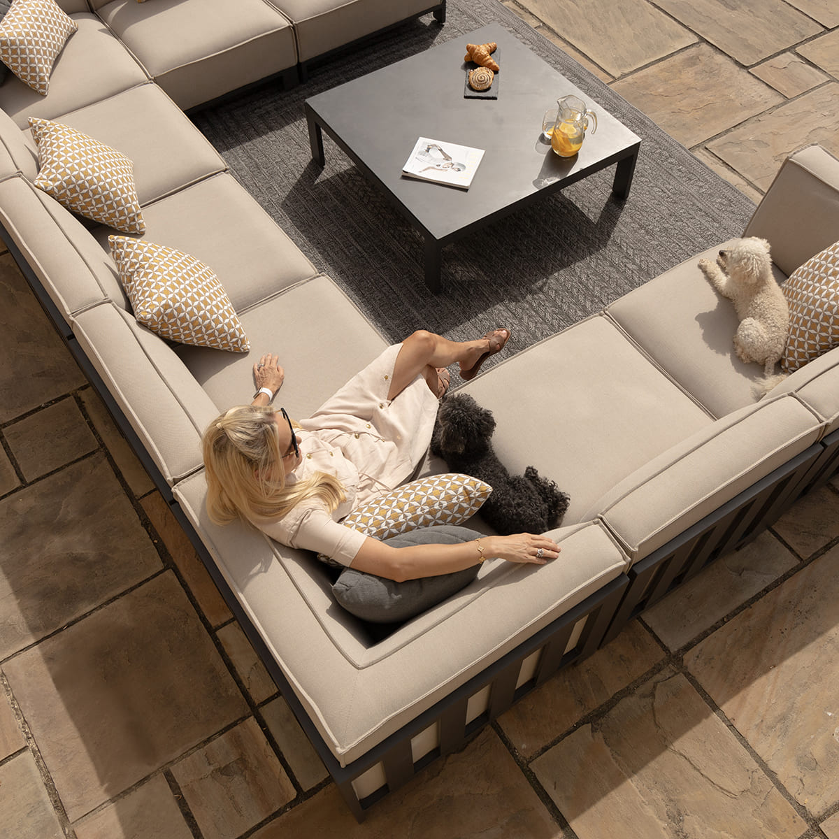 Ibiza U Shape Sofa Set With Square Coffee Table in Oatmeal