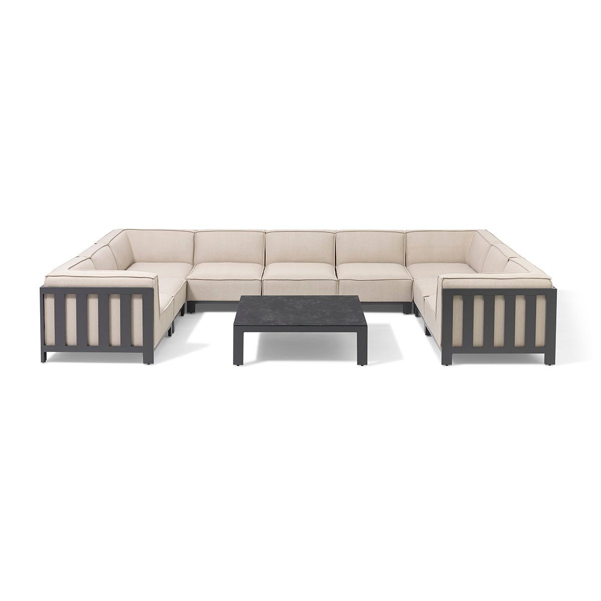 Ibiza U Shape Sofa Set With Square Coffee Table in Oatmeal