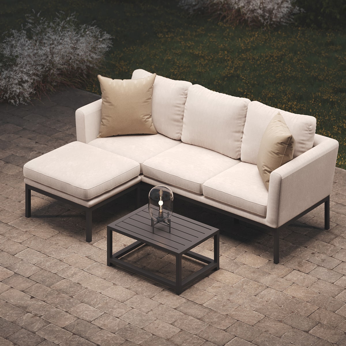 Pulse Chaise Sofa Set in Oatmeal