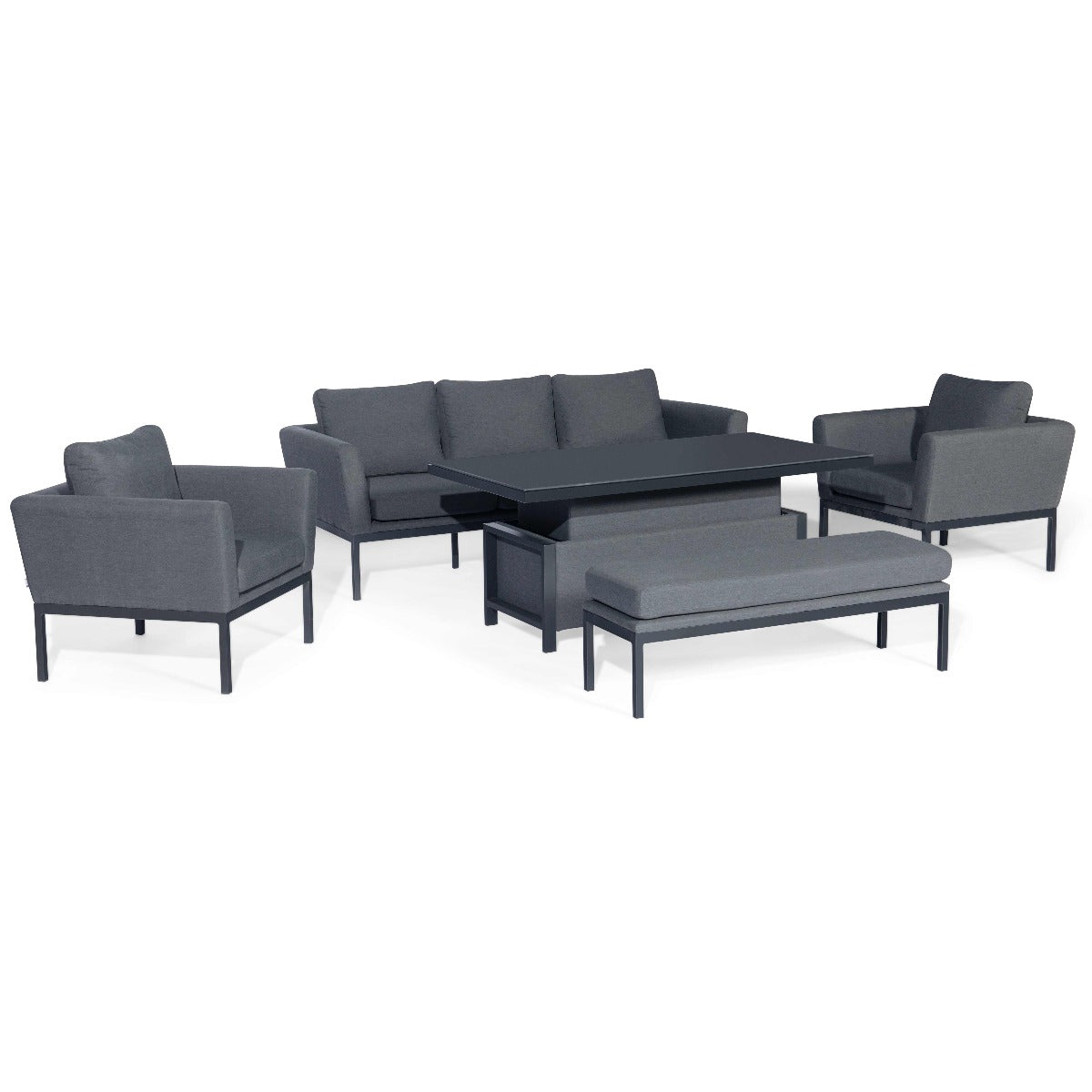 Pulse 3 Seat Sofa Set with Rising Table in Flanelle