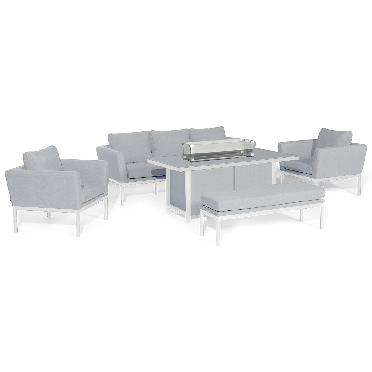 Pulse 3 Seat Sofa Set with Fire Pit Table in Lead Chine