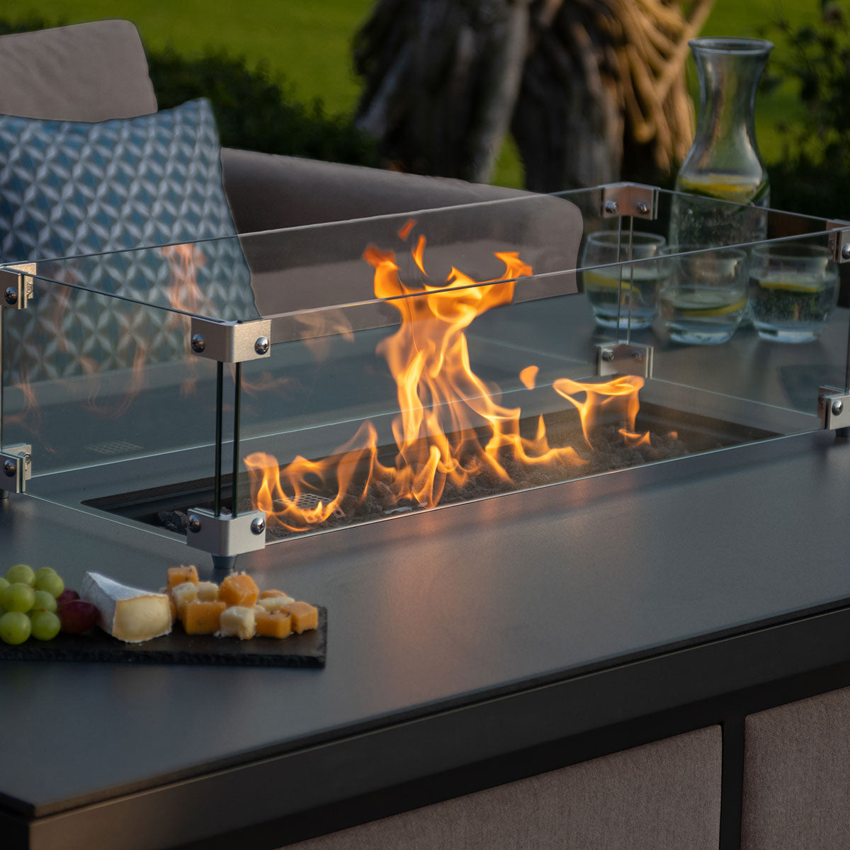 Pulse 3 Seat Sofa Set with Fire Pit Table in Taupe