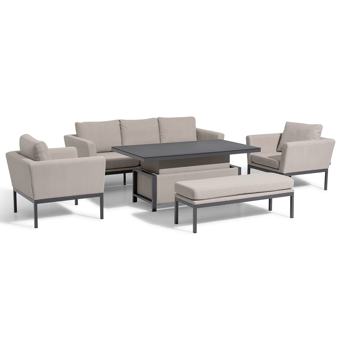 Pulse 3 Seat Sofa Set with Rising Table in Oatmeal