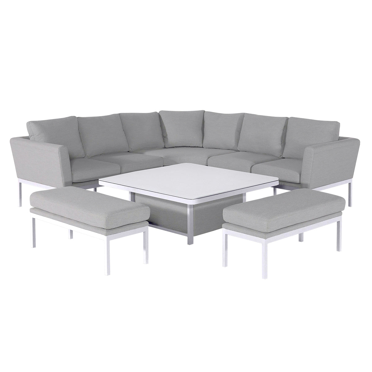 Pulse Deluxe Square Corner Dining Set with Rising Table in Lead Chine