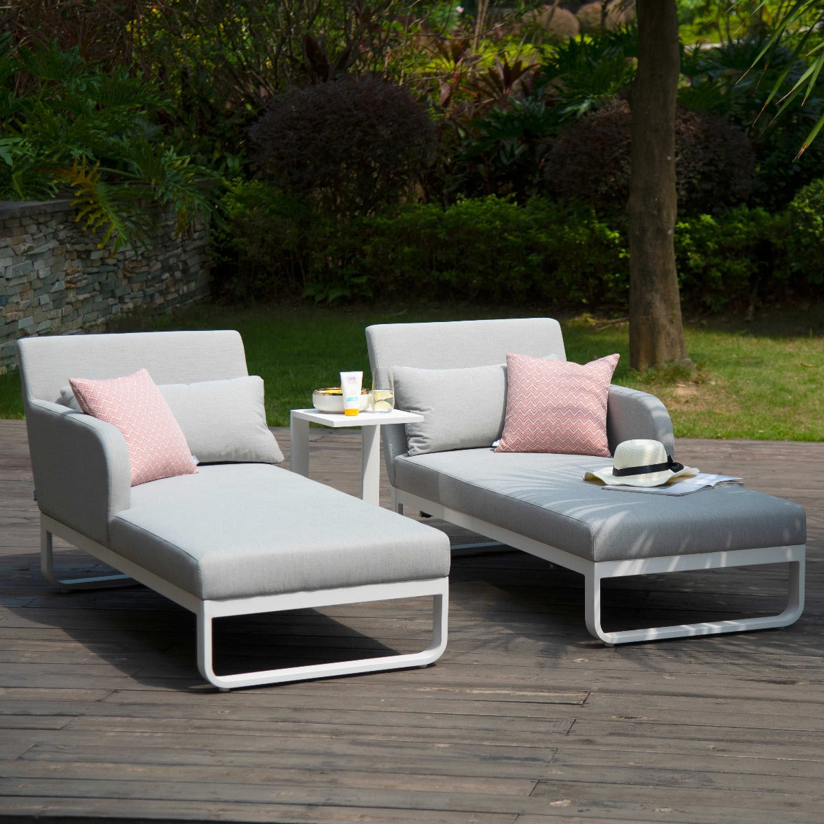 Unity Double Sunlounger in Lead Chine