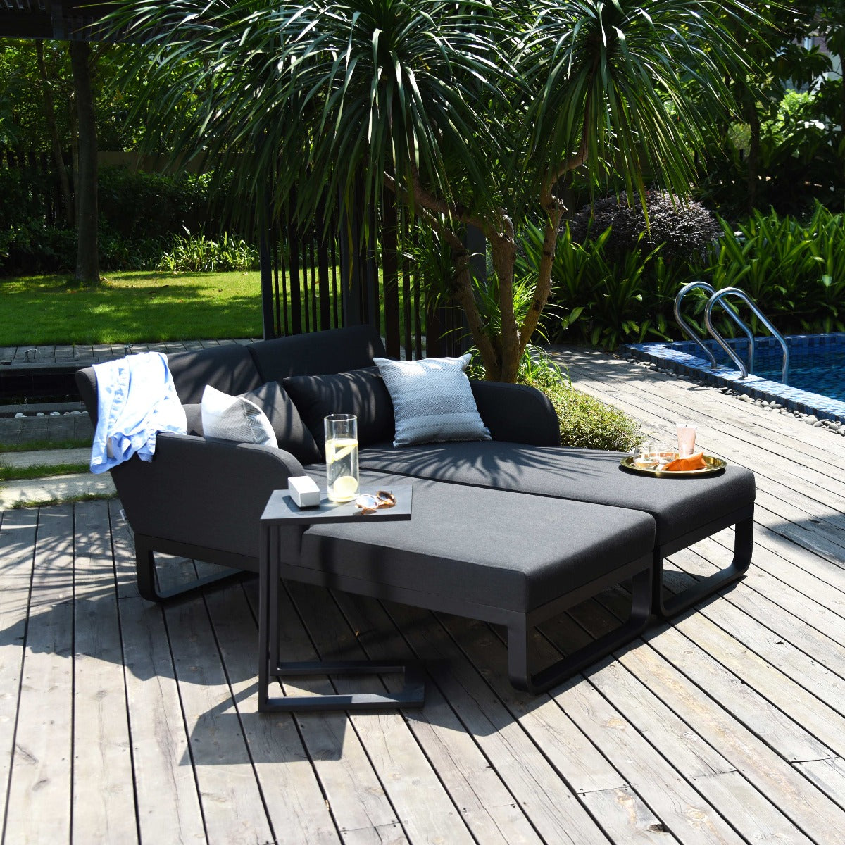 Unity Double Sunlounger in Charcoal