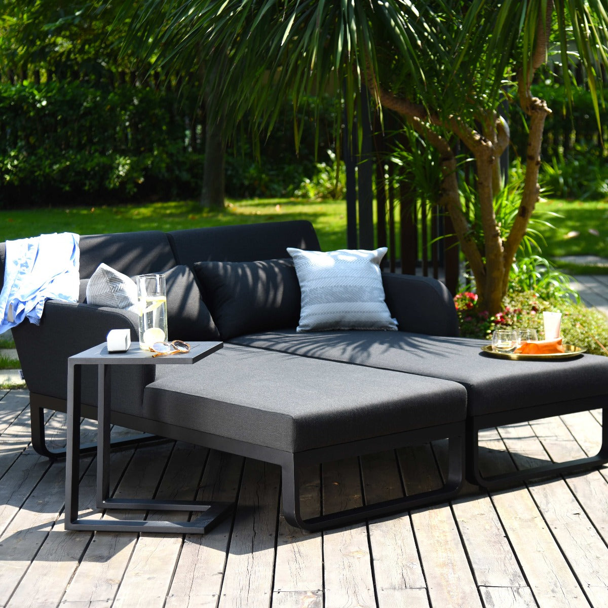 Unity Double Sunlounger in Charcoal