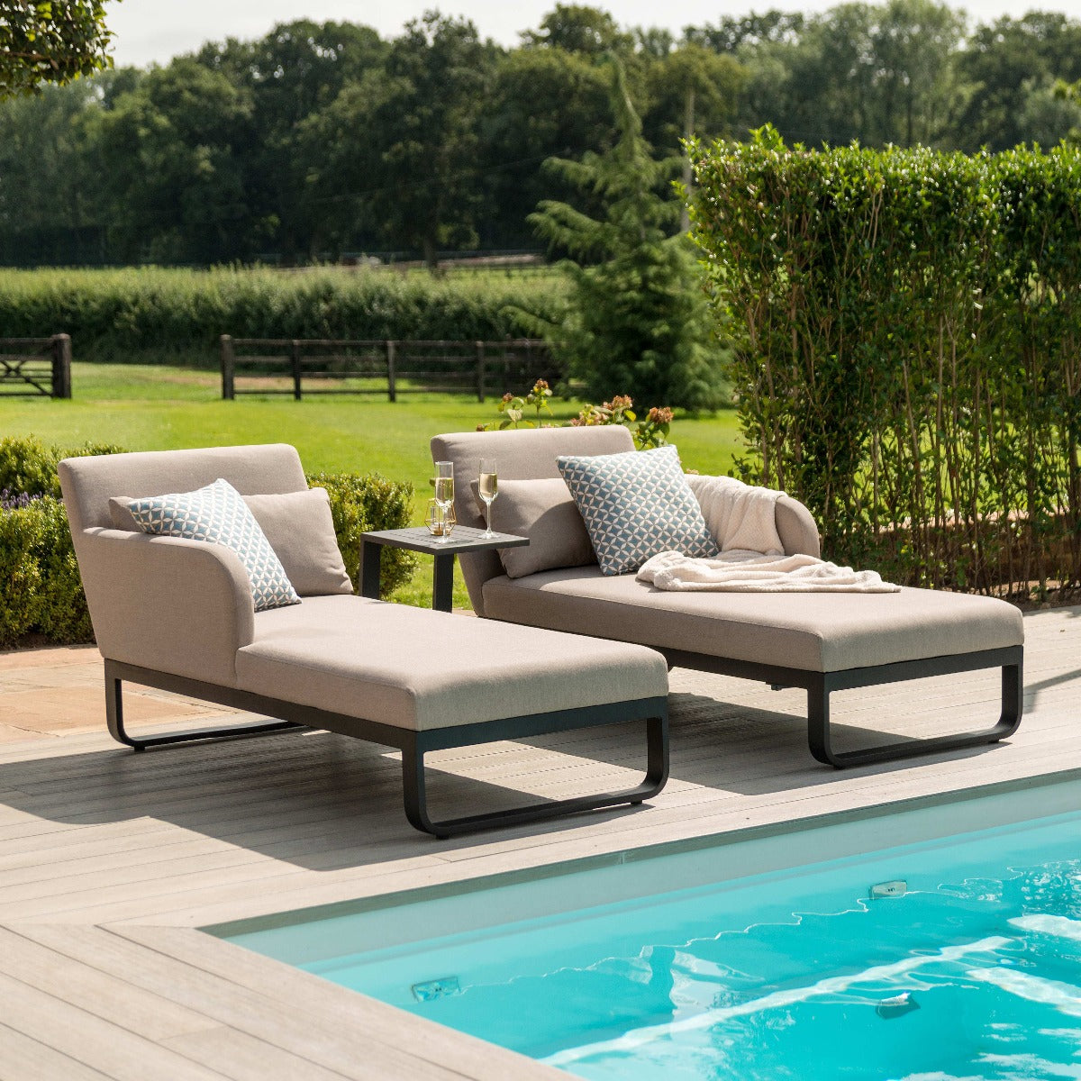 Unity Double Sunlounger in Taupe