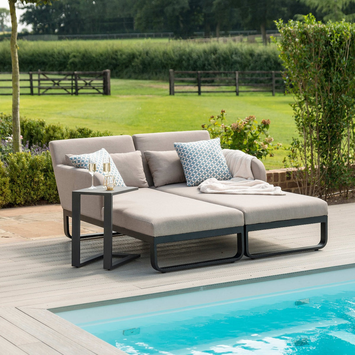 Unity Double Sunlounger in Taupe