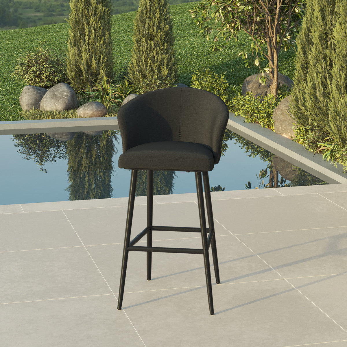 Fabric Zen Bar Stool - Charcoal