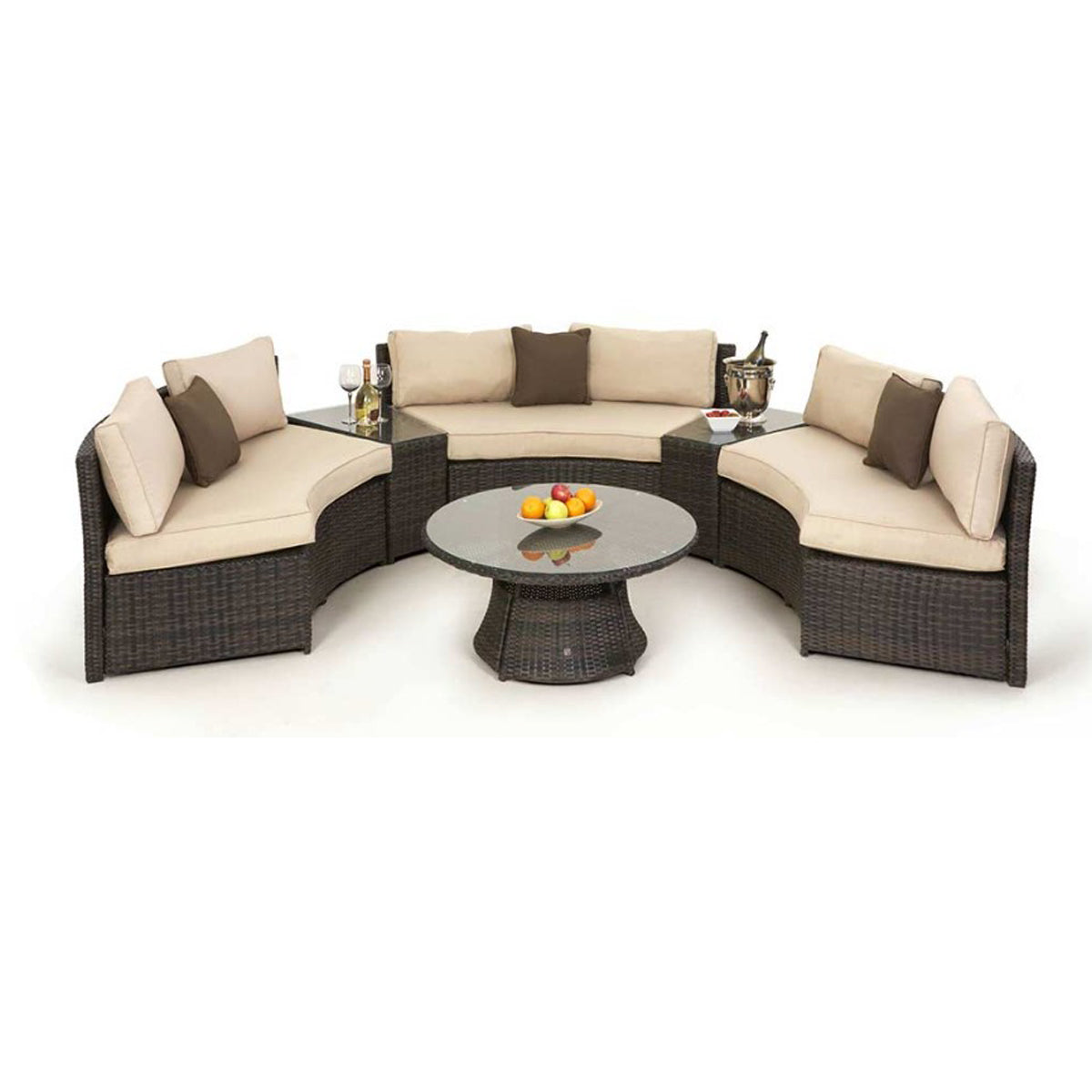 Half Moon Sofa Set in Brown