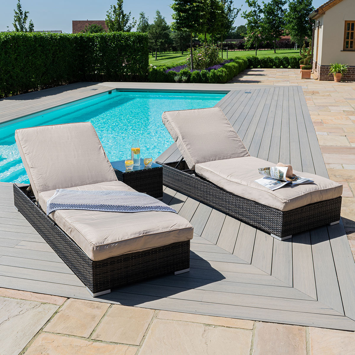 Orlando Sunlounger Set in Brown