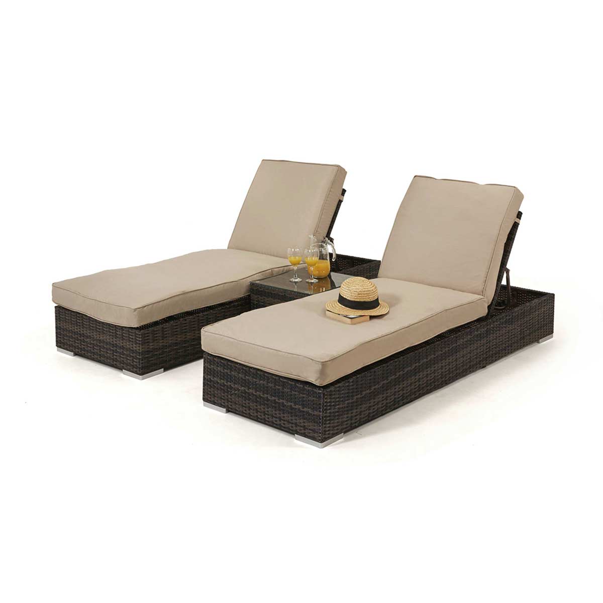 Orlando Sunlounger Set in Brown