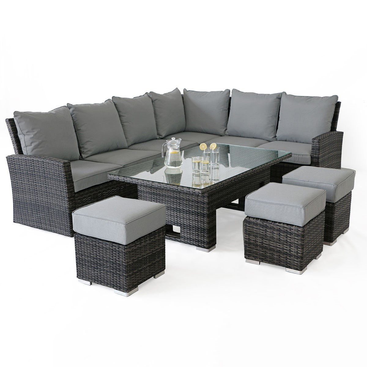 Kingston Corner Dining Set with Rising Table in Grey