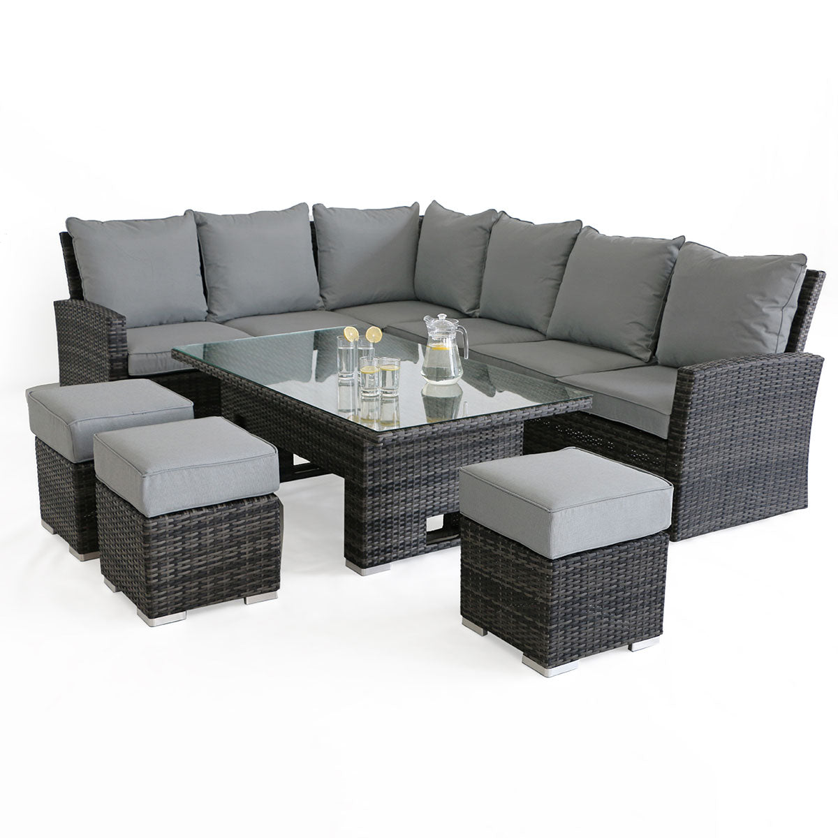 Kingston Corner Dining Set with Rising Table in Grey