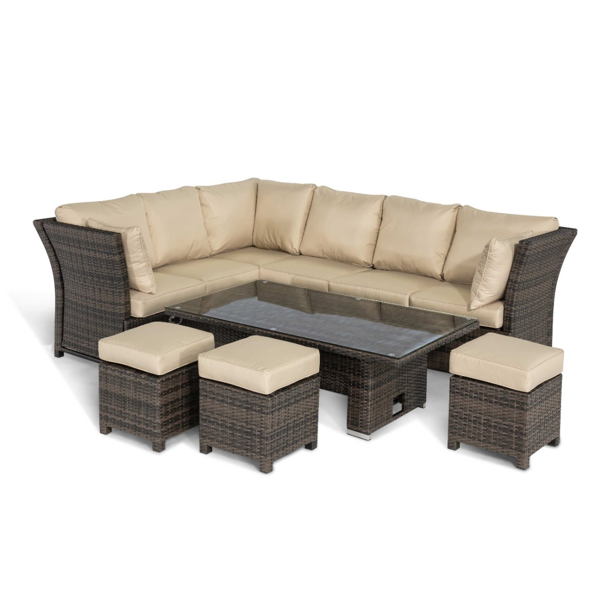 Henley Corner Dining Set with Rising Table in Brown