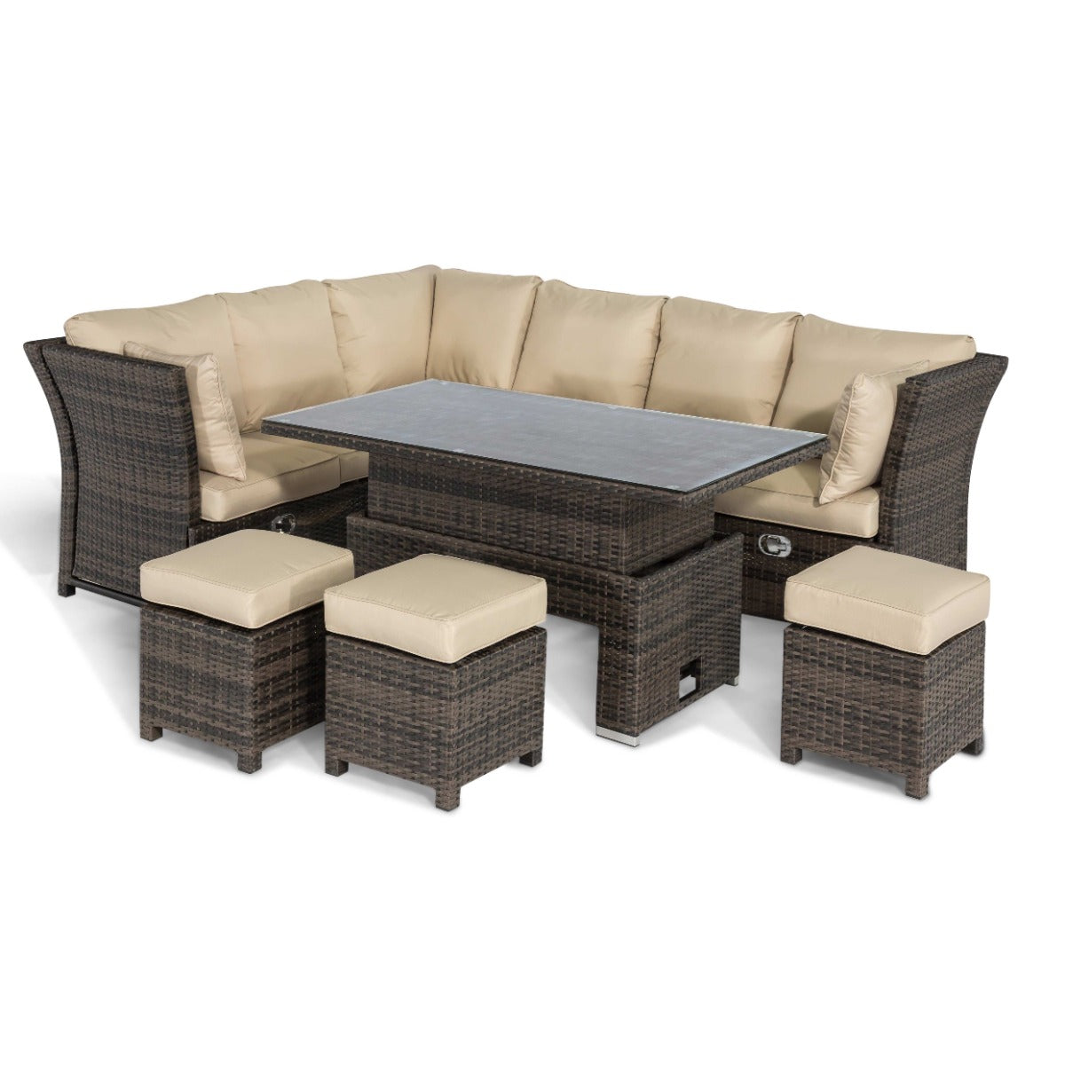 Henley Corner Dining Set with Rising Table in Brown