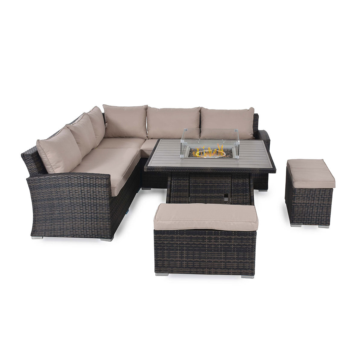 Kingston Corner Deluxe with Fire Pit in Brown