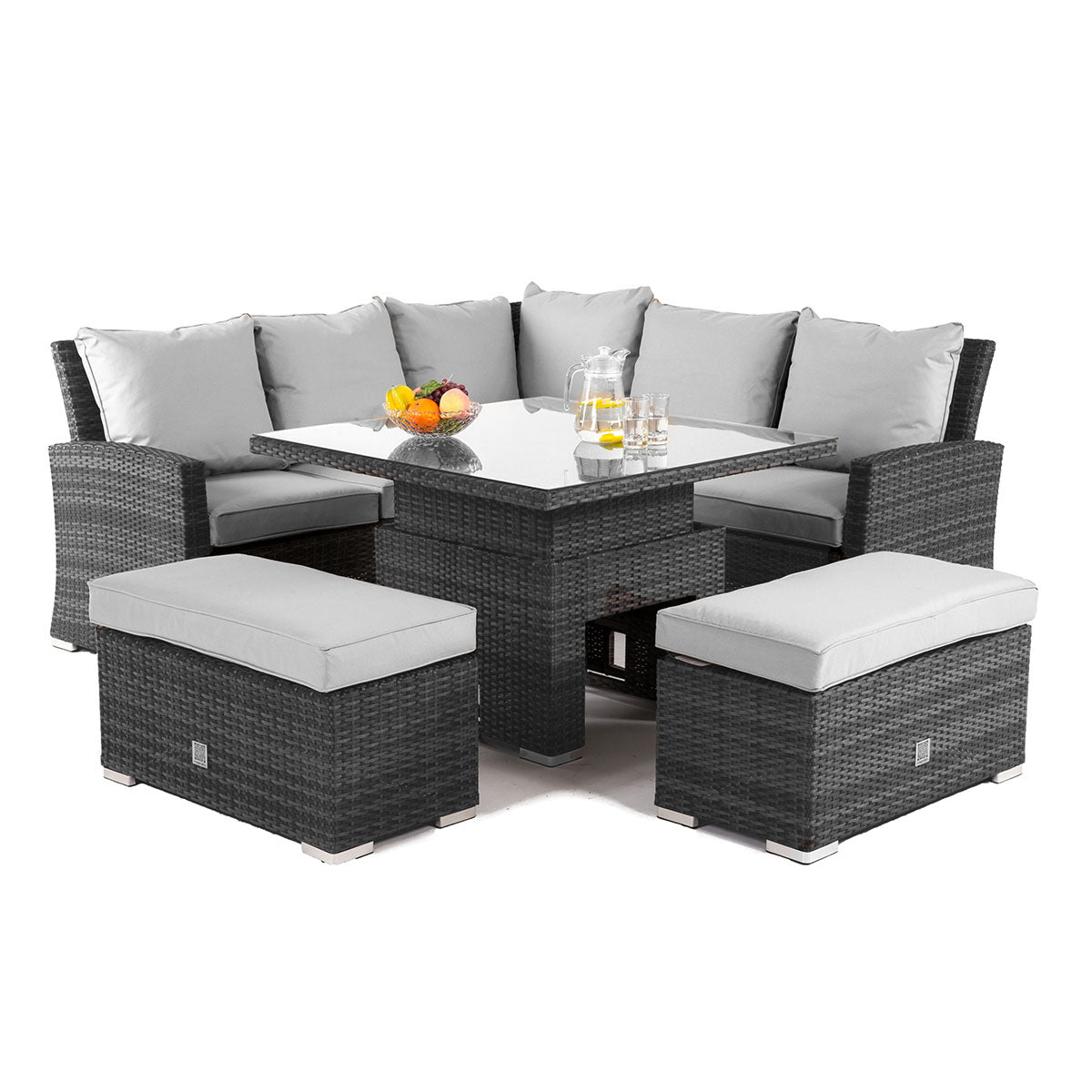 Richmond Corner Bench Set with Rising Table in Grey