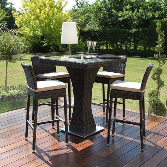 4 Seat Square Bar Set with Ice Bucket in Brown