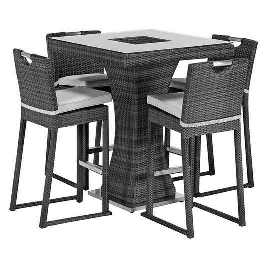 4 Seat Square Bar Set with Ice Bucket in Grey